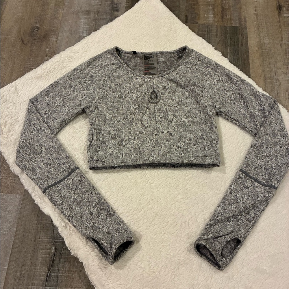 Gymshark Gray Long Sleeve Fitted Crop Top